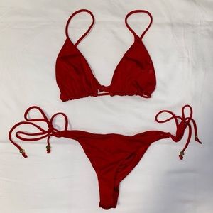 Red Cheeky Bikini Set